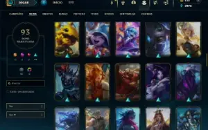 Diamante 3 com 140 Champs e 93 Skins + 4 Vitoriosas