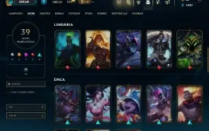 Unranked com 70 Champs e 39 Skins