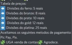 Elojob a partir de qualquer elo até o d4 negociar no chat