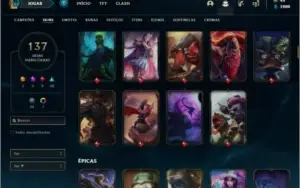 Conta ouro 3 com TODOS os champs e 137 skins +1 Prestigio