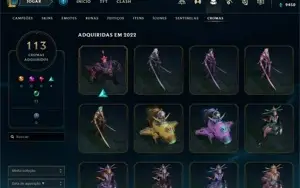 CONTA LOL COM 244 SKINS E 1100 EMBLEMAS NO PASSE