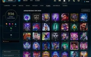 CONTA LOL COM 244 SKINS E 1100 EMBLEMAS NO PASSE
