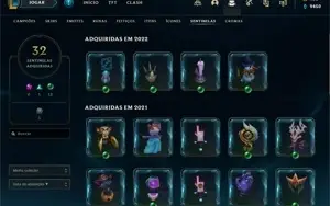 CONTA LOL COM 244 SKINS E 1100 EMBLEMAS NO PASSE