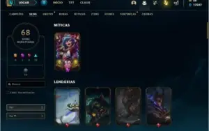 Conta ouro 4 com 68 skins e 128 champs