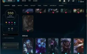 Conta ouro 3 com 200 skins e TODOS os champs
