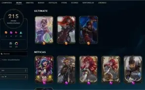 Conta league of legends 215 skins + Todos os campeões