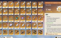Conta EndGame Genshin com 53 T5 (Armas,Constelaçoes e chars)