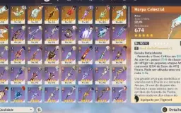Conta EndGame Genshin com 53 T5 (Armas,Constelaçoes e chars)