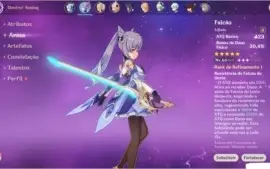 AR 32 CONTA COM EULA E KEQUING + ARMA 5 FALCÃO(BENÇÃO LUNAR)