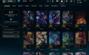 Ouro 2 com 55 Champs e 15 Skins + 2 Fragmentos