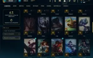 Ouro 2 com 55 Champs e 15 Skins + 2 Fragmentos