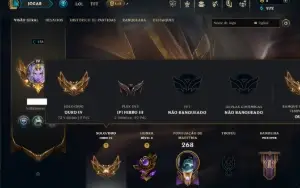Ouro 4 com 110 Champs e 66 Skins +1 Prestigio +6 Vitoriosas
