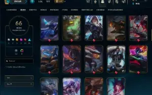 Ouro 4 com 110 Champs e 66 Skins +1 Prestigio +6 Vitoriosas