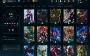 Ouro 4 com 110 Champs e 66 Skins +1 Prestigio +6 Vitoriosas