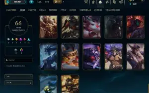 Ouro 4 com 110 Champs e 66 Skins +1 Prestigio +6 Vitoriosas