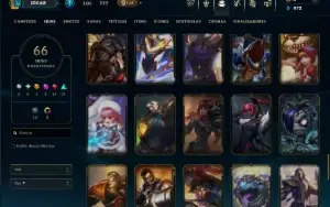 Ouro 4 com 110 Champs e 66 Skins +1 Prestigio +6 Vitoriosas