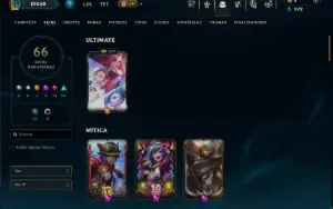 Ouro 4 com 110 Champs e 66 Skins +1 Prestigio +6 Vitoriosas