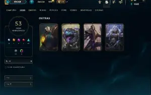 Bronze 3 com 110 Champs e 53 Skins +1 Prestigio da Ahri