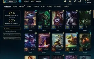Conta platina 1 com 70 Champs e 30 Skins + 2 Fragmentos