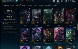 Conta platina 1 com 70 Champs e 30 Skins + 2 Fragmentos