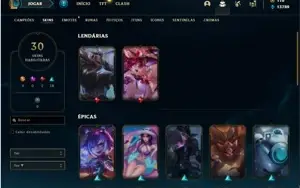 Conta platina 1 com 70 Champs e 30 Skins + 2 Fragmentos