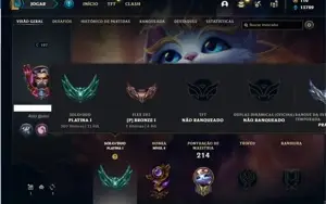 Conta platina 1 com 70 Champs e 30 Skins + 2 Fragmentos