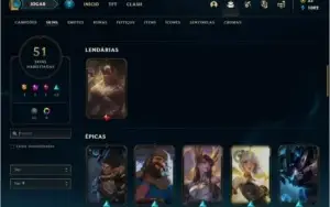 Conta ouro 4 com 51 skins e 66 champs