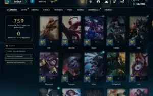 Unranked com TODOS os champs e 587 Skins + 8 Vitoriosas