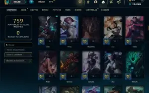 Unranked com TODOS os champs e 587 Skins + 8 Vitoriosas