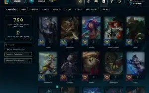 Unranked com TODOS os champs e 587 Skins + 8 Vitoriosas