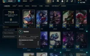 Unranked com TODOS os champs e 587 Skins + 8 Vitoriosas
