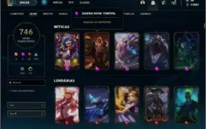 Conta ouro 4 com TODOS os champs e 746 skins +52 Cromas