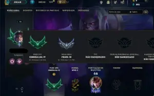Conta de LoL 37 champs, Esmeralda IV Flex e Prata III SoloQ.