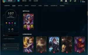 Conta Unranked com 107 skins e TODOS os champs