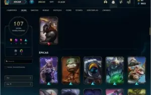 Conta Unranked com 107 skins e TODOS os champs