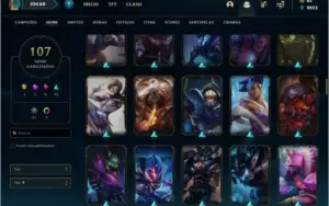 Conta Unranked com 107 skins e TODOS os champs