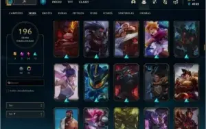 Conta League of Legends unranked, lv 199, 196 skins