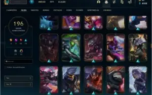 Conta League of Legends unranked, lv 199, 196 skins