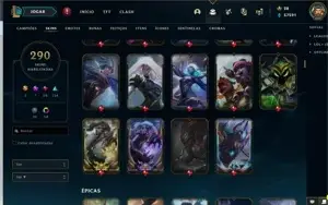 Conta LOL TOP Main LVL 682+57kk de Essência Azul+290skins