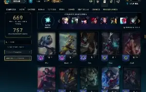 Unranked com TODOS os champs e 351 Skins