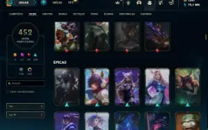 Ouro 4 com TODOS os champs e 452 Skins ( MAIN SUP )