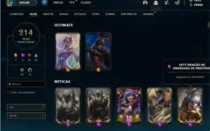 Conta Platina 4 com TODOS os champs e 213 Skins + 2 Raras