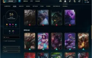 Conta bronze 1 com 26 skins e 64 champs