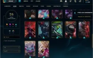 Conta bronze 1 com 26 skins e 64 champs