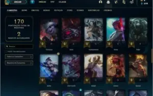 Conta bronze 1 com 26 skins e 64 champs