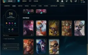 Conta bronze 1 com 26 skins e 64 champs