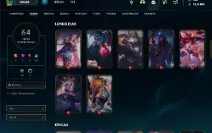 Conta ouro 4 com 80 Champs e 64 Skins ( MAIN SUP )