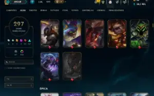 Unranked com TODOS os Champs e 297 Skins +4 Prestigios