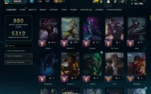Unranked com TODOS os Champs e 297 Skins +4 Prestigios