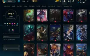 Unranked com TODOS os Champs e 297 Skins +4 Prestigios